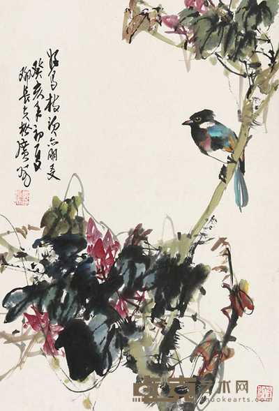邓长夫 花鸟 立轴 52×34cm